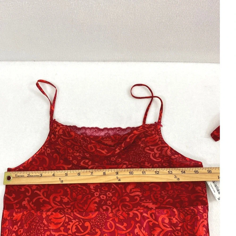 Delicates‎ Satin Robe and Chemise Nightgown Womens Small Red Lingerie Romantic